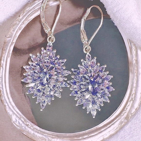 Lavender Tanzanite Sterling Silver Earrings - Picture 6 of 14